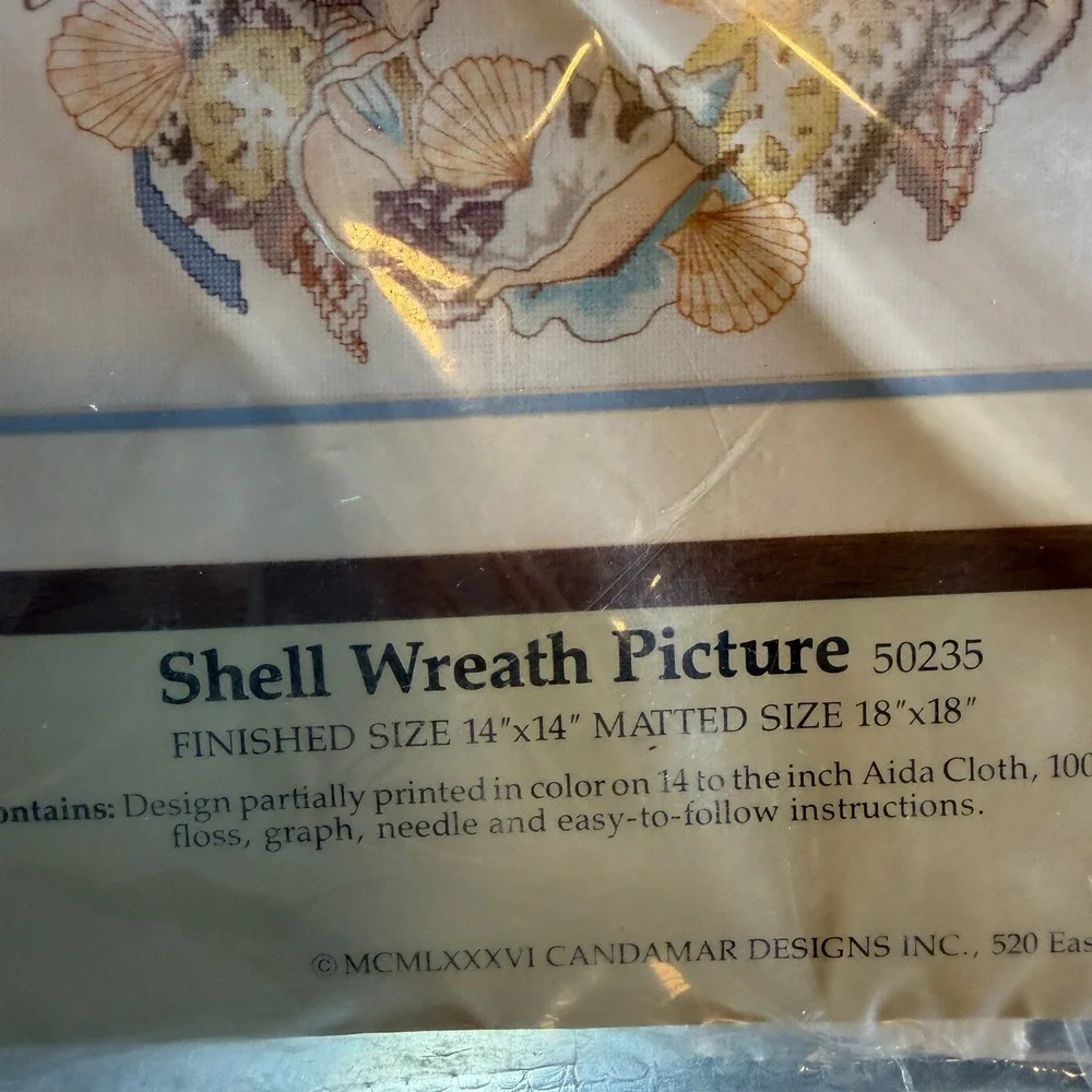 Vintage Candamar Something Special Shell Wreath Cross Stitch Kit 50235 New